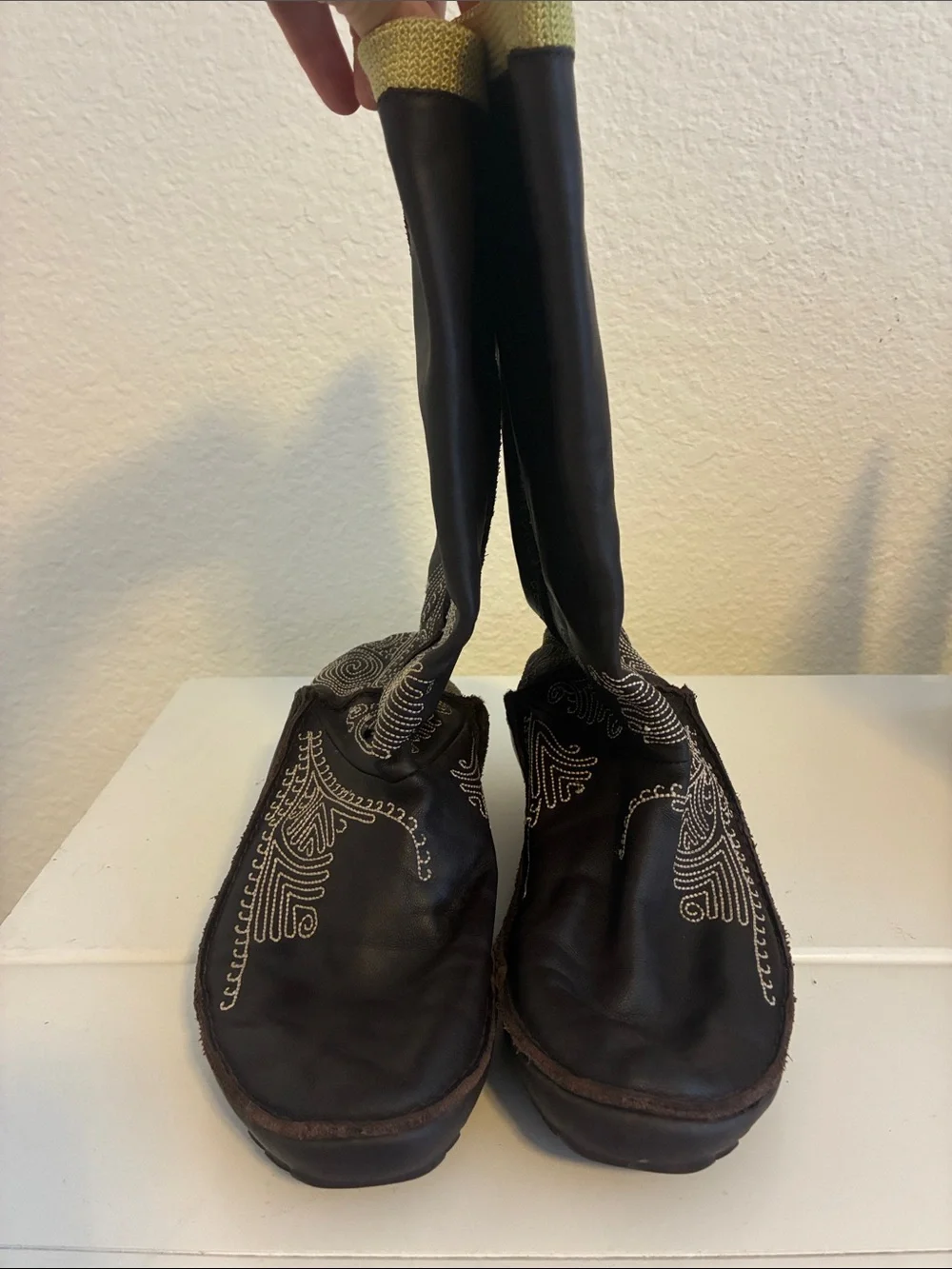 PUMA Monsoon bohemian mid-calf boots, with gorgeous embroidery!